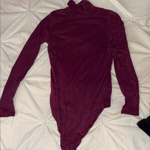 Victoria's Secret Burgundy Long Sleeve Bodysuit